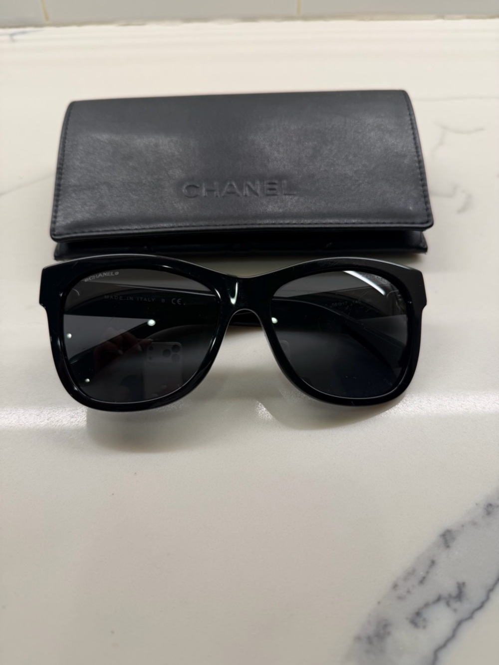 Chanel Black Oversized Cat-Eye Sunglasses